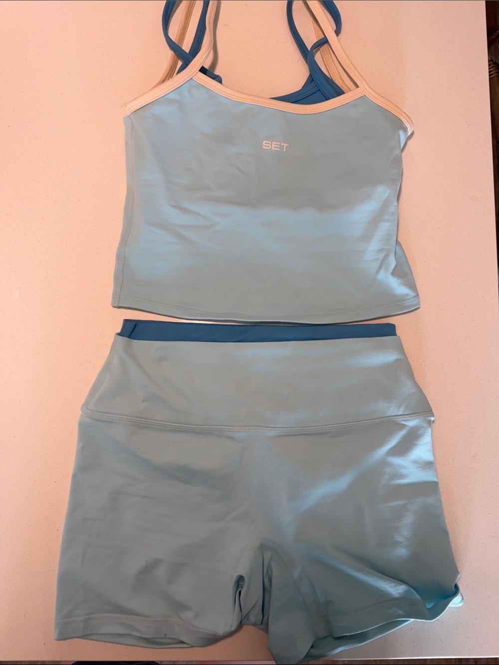 SET ACTIVE Blue Formcloud Tank and Shorts Set